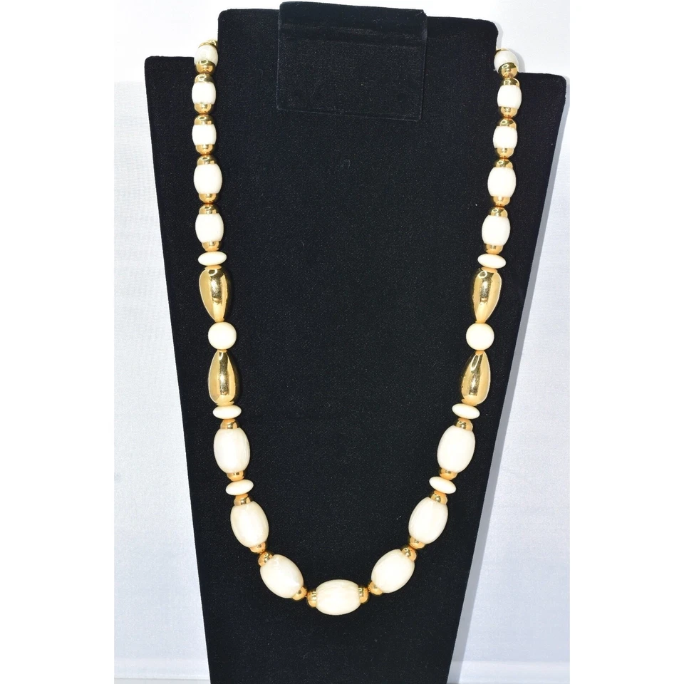 Collar NAPIER Oro y Perla Marfil Baquelita Cuentas Distintivo Foto 2 de 4