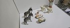 Hand Painted Ceramic Mini Nativity Figurine Set 8pc Joseph Jesus Lambs Donkeys — photo 2