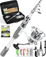 Fishing Rod Reel Combo with Telescopic Fishing Pole Spinning Reel Carrier Bag