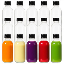 2 Oz 60Ml 15 Pack Leak-Proof Clear Glass Boston round Bottles with Lids - Mini