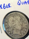 1902 Barber Quarter .90 Silver Partial Liberty Nice Condition Toned