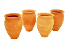 Set of 4, Clay Cantaros - Cantaritos de Barro-12-16 oz, Made in Mexico