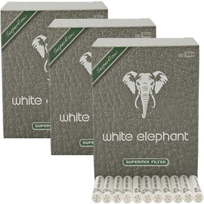 Pfeifenfilter Mix Superflow WHITE ELEPHANT 9mm Filter Set 450 Stück 3x150
