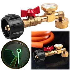 US 1Lb To 20Lb Tank Propane Refill Adapter With Gauge And ON-Off Control Valve