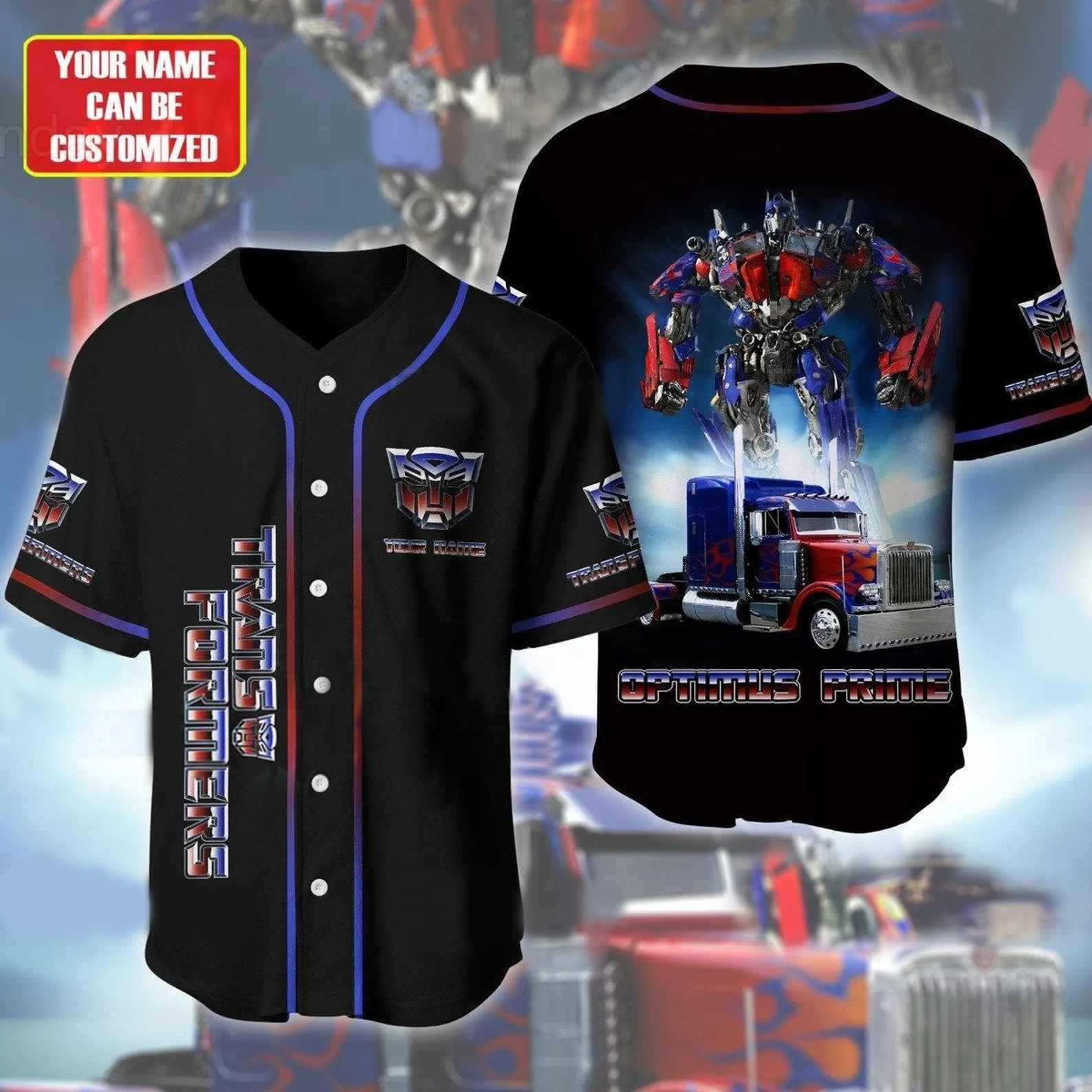 Personalized Optimus Prime Transformers Movie Fans Baseball Jersey Shirt