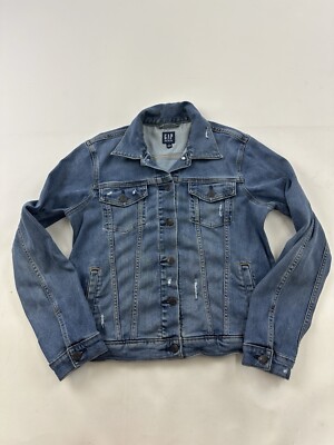Gap Denim Jacket Womens Medium Blue Y2K Button Stretch