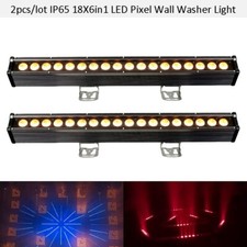 2PCS IP65 18x6in1 RGBWA UV Led Wall Washer Light DMX Wash Light DJ Wash Light