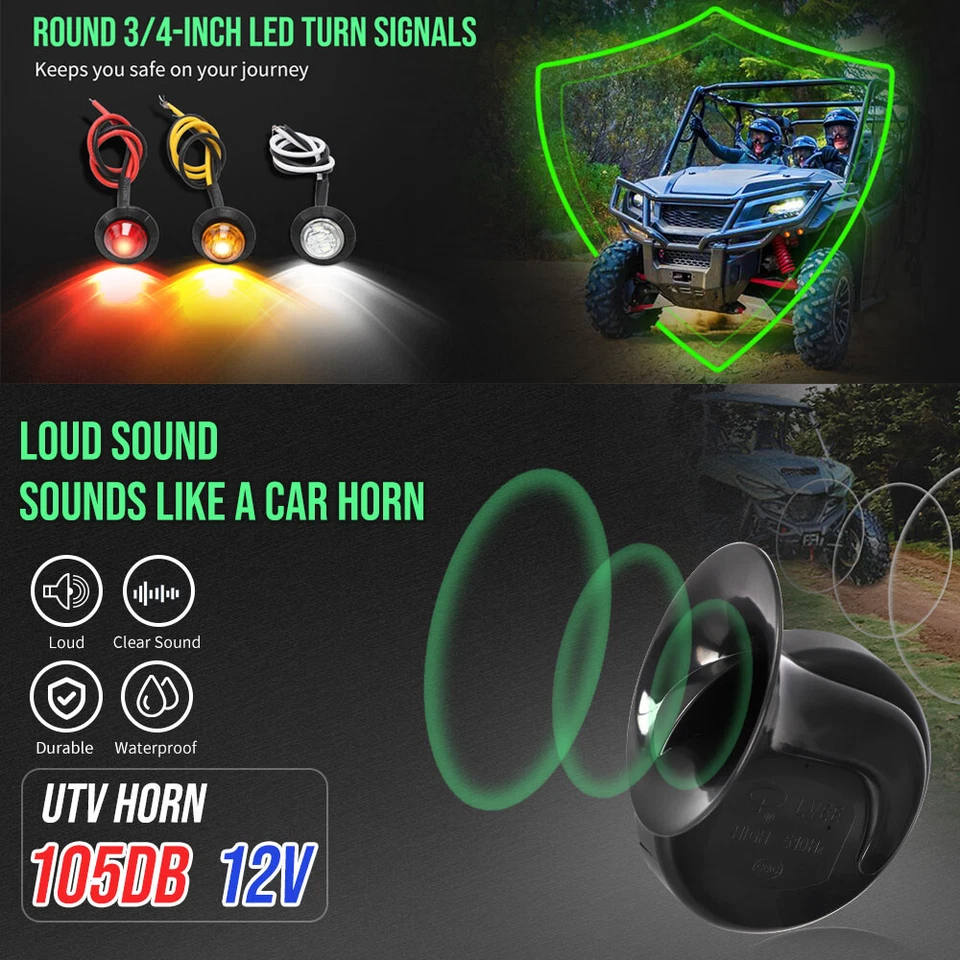 Universal for Polaris RZR UTV Turn Signal Horn Street Legal Kit w/Rocker Switch - Image 3 of 4