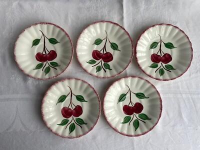 Vintage Blue Ridge Pottery Cherry Bounce Plates Saucers 6  Set of 5