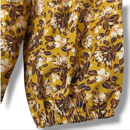 Patagonia Shallow Moon Flowy Boho Floral Blouse Mountain Cranberry Glyph Gold XS - Picture 4 of 8