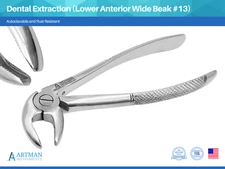 Dental Extraction Forceps (Lower Anterior Wide Beak #13) ARTMAN