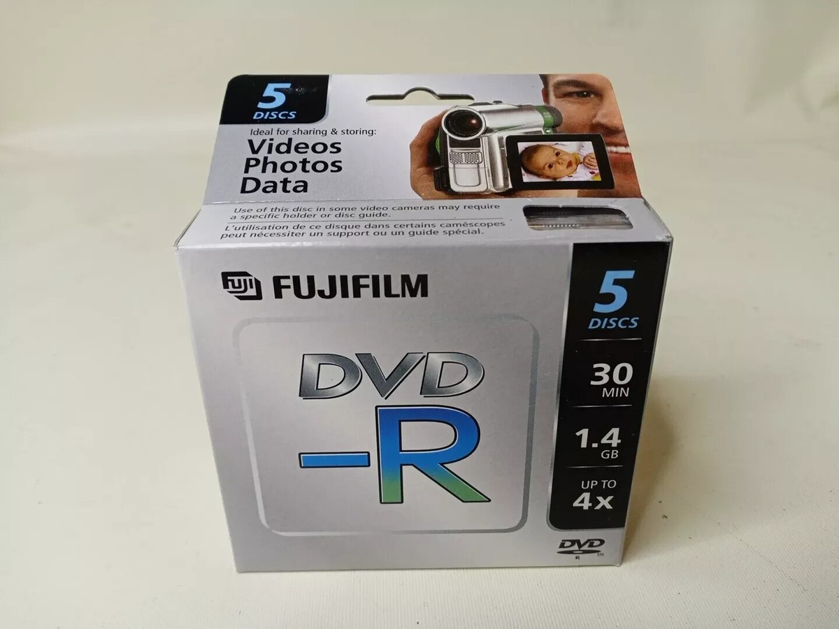 5 Disc Pack Fujifilm DVD-R Camcorder 1.4 GB / 30 Min 4X / For