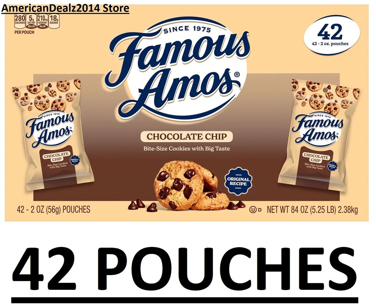 42 PACK -Famous Amos Chocolate Chip Cookies oz (Total 84 oz