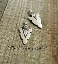 6 Arrowhead Charms Antiqued Silver Arrow Pendants Southwestern Western Jewelry