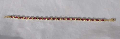 14k Solid Gold Natural Tourmaline Tennis Bracelet Pink Watermelon YG Link Flower - Picture 2 of 10