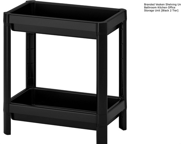 Ikea Vesken 2 Niveles Estantería Baño Cocina Oficina Lavadero Reino Unido Negro/Blanco