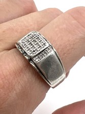 Vintage 925 Sterling Silver Diamonds Men’s Ring Wedding Band