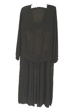 1920s Hand Beaded Dress Delicate Silk W/some Tears Antique Flapper Brown