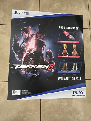 Tekken 8 PS5 Promo Official Store Poster 24x28 GameStop