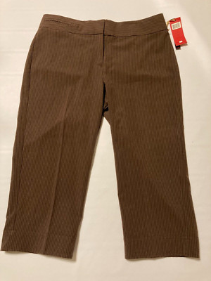 New $59.99 Tapemeasure Amie Sleek Slim Fit Crop Capri Cuffed Brwn Pants size 10