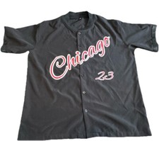 Chicago Script Baseball Jersey Shirt Black #23 Button Up Top Streetwear Size S