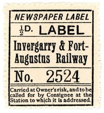 (I.B) Invergarry & Fort Augustus Railway : Newspaper Parcel &frac12;d