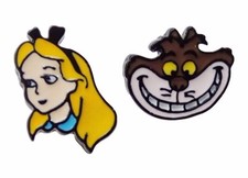 Alice in The Wonderland Metal Enamel Post Stud Earring Set
