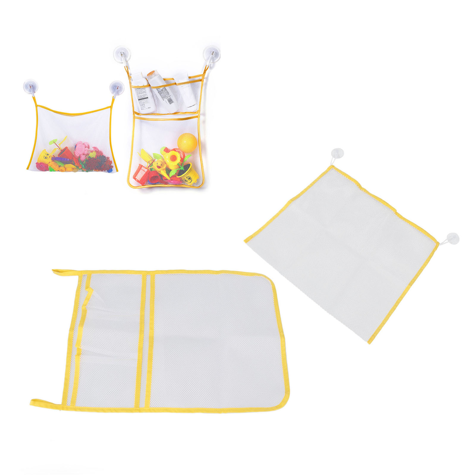 (Yellow)Bath Toy Holder Portable Large Capacity 2pcs Mesh Bath Toys ...