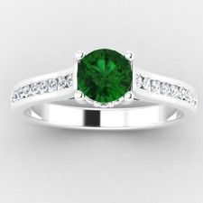 0.66 Ct Round Cut Natural Emerald  Diamond Wedding Ring 925 Sterling Silver