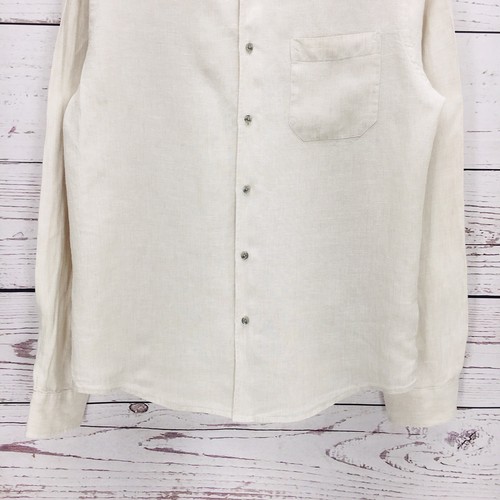 Saks Fifth Avenue 100% Linen Button-Up Shirt Men's Size M Beige Long Sleeve - Picture 4 of 9