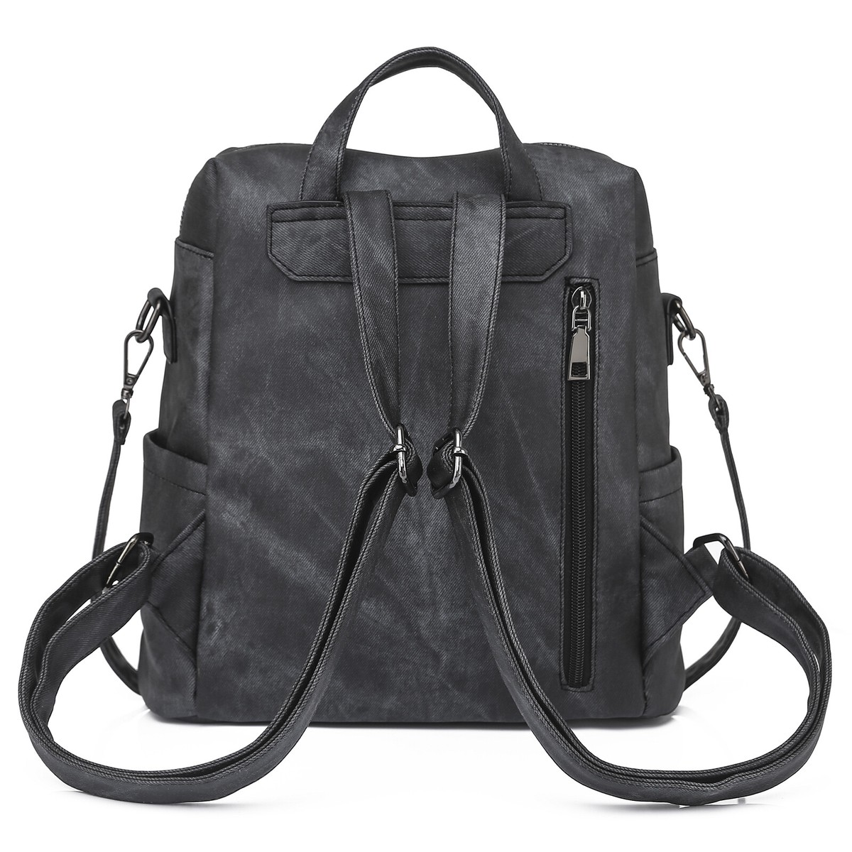Trendy PU Leather Convertible Satchel Backpack with Flap & Twist Lock Classic Vintage PU Convertible Satchel Backpack Ideal for  main image 3