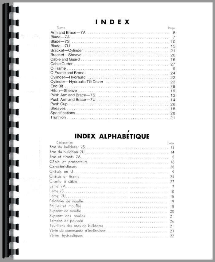 Caterpillar 7U 7S 7A Bulldozer Attachment Parts Manual