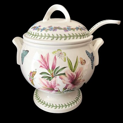Portmeirion Pottery Botanic Garden Soup Tureen with Lid Ladle Clematis Lily