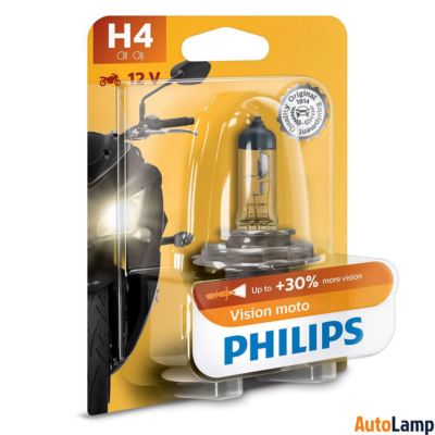 PHILIPS H4 Vision Moto Motorcycle Headlamps High Low beam 12342PRBW SINGLE