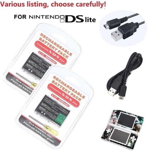 New Replacement Battery 2000mAh Nintendo DS Lite NDSL +Screwdriver & USB cable