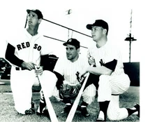  TED WILLIAMS YOGI BERRA MICKEY MANTLE BOSTON RED SOX NY YANKEES 8X10 PHOTO HOF