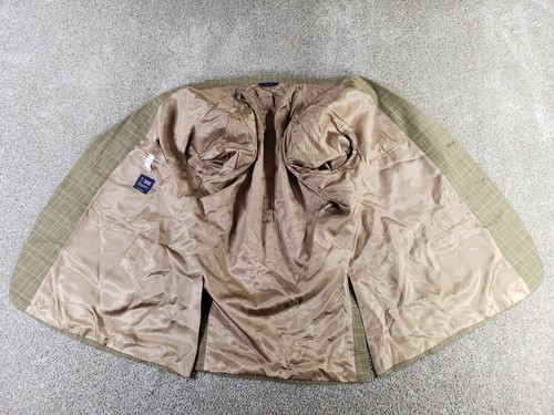 T. Harris Men's Sports Coat 46R Beige Plaid Wool 2 Button Double-Vented - Picture 10 of 13