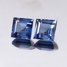 AAA 7x7 MM Natural Flawless Ceylon Blue Sapphire Loose Square Gemstone Cut Pair