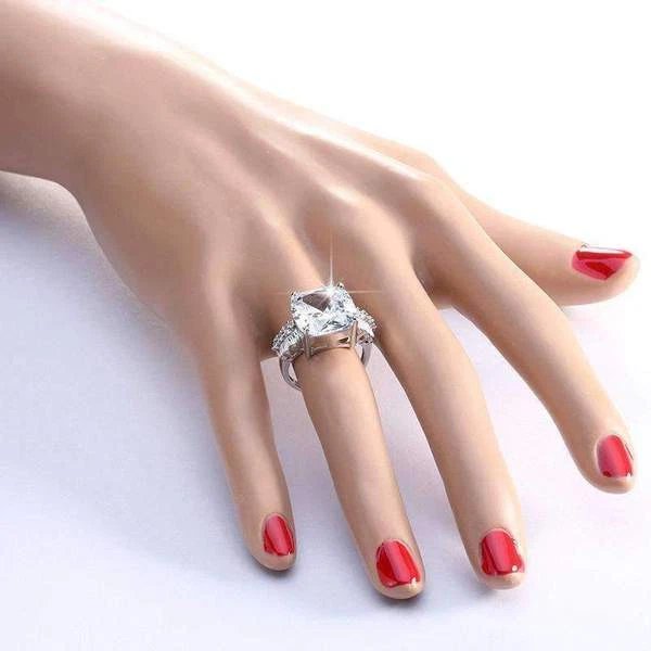 Anillo de plata Loxlux circonita cúbica corte cuadrado - Anillo de circonita cúbica de 8 quilates (plata, 6) Foto 3 de 4