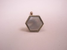 SINGLES 1 1/2" White Mother of Pearl HEXAGON Vintage Formal Tux Shirt Stud k06