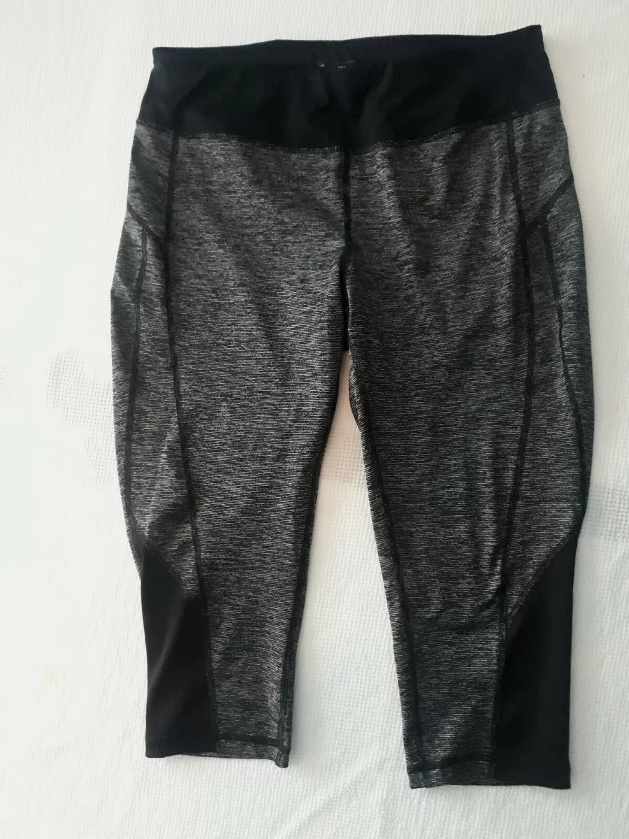 Tek Gear Womans Dry Tek Workout Pants Capri Leggings Black & White Size  Large