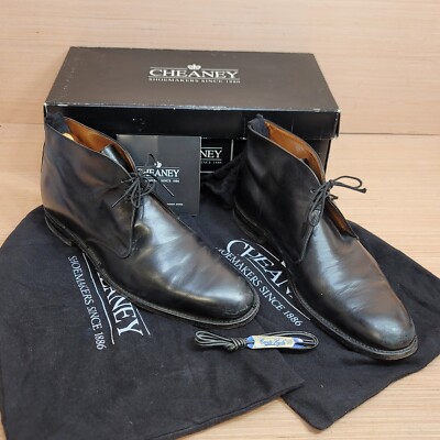 Joseph Cheaney Chukka Boots Black Jackie II Size UK 8F (~US 9) With Shoe Trees