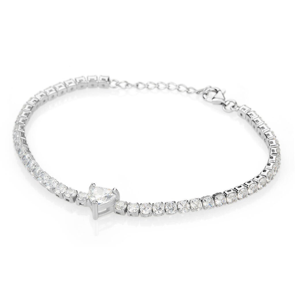 Bracelet Tennis Cœur Rose Stroili - Acier Inoxydable, 20 Cm - Femme, Neuf Avec étiquettes