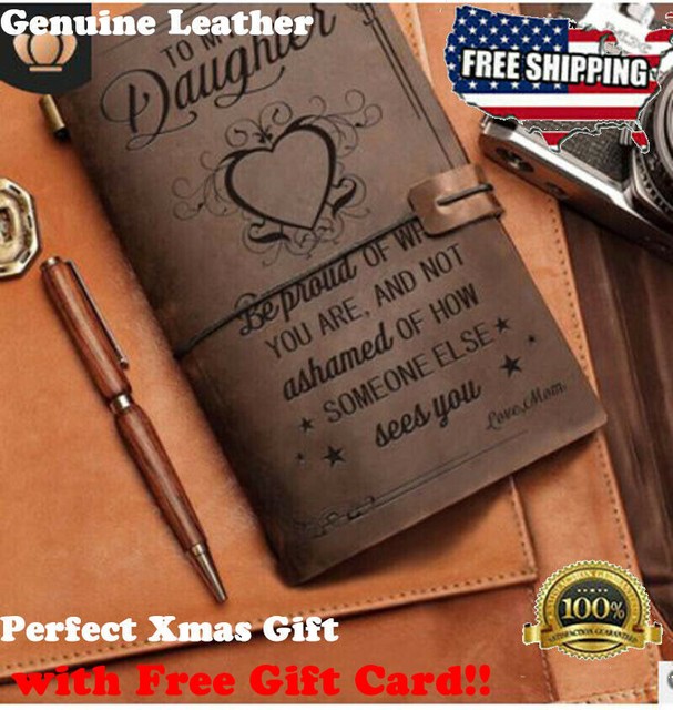 To My Daughter Genuine Leather Journal Notebook Diary from Love Mom Dad