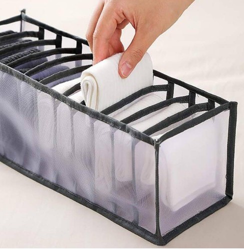New 2 Drawer Organizer Divider Closet Storage Boxes Underwear, Bras, Socks Grey