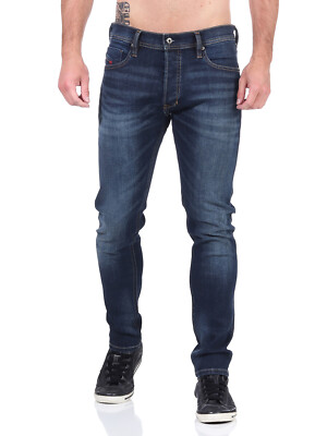 Diesel Herren Jeans Tepphar RFE03 Stretch Slim Carrot Röhrenjeans blau