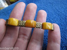 Natural Baltic amber gr yolk yellow 琥珀 men Tie clip Antique antik USSR jewelry