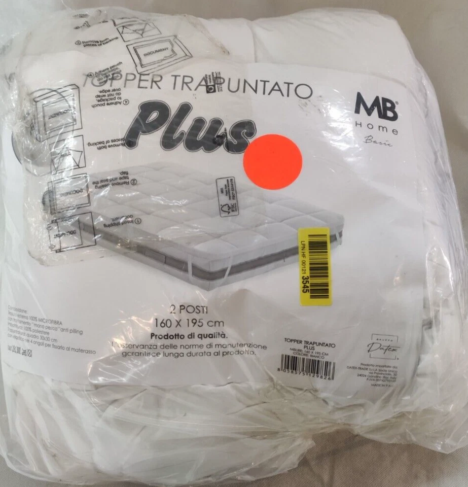 Topper 160x195 cm Italian Bed Linen Gesteppt Matratzenschoner Mikrofaser Weiß - Bild 3 von 3