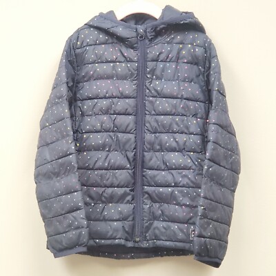 Gap Kids Girls Navy Primaloft Jacket Hearts Print Sz Small