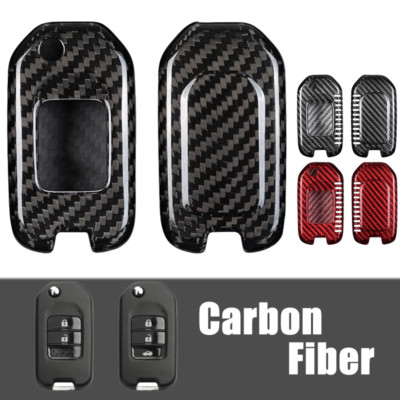 Carbon Fiber Car Flip Key Fob Case Cover For Honda Accord Civic CR-V Vezel Pilo